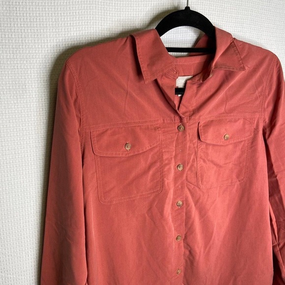 Chicos | Salmon Pink Rosey Colored Button Up Top - Picture 3 of 6